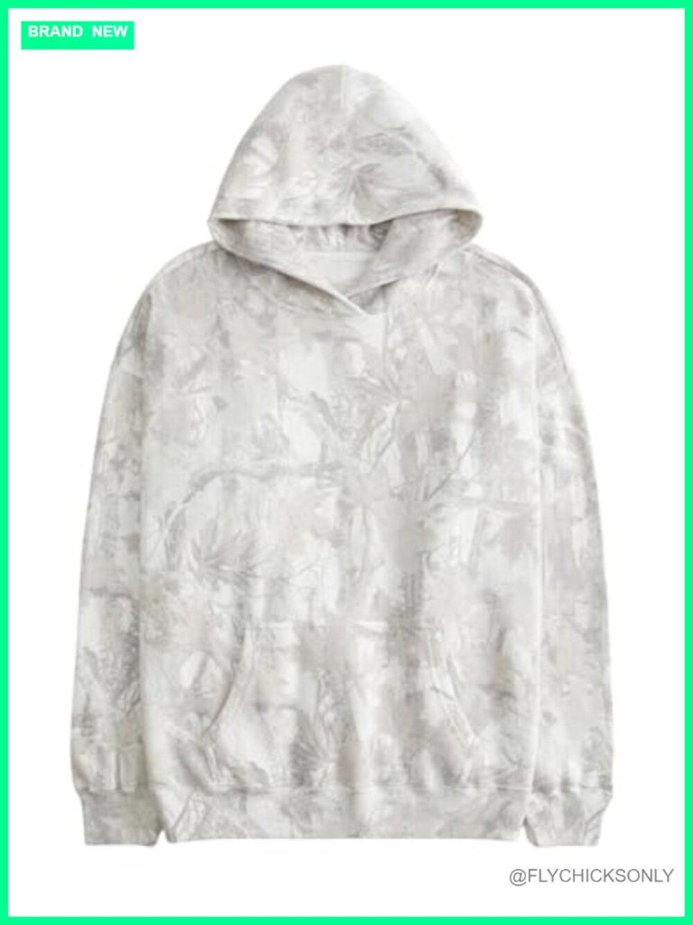 Oversized Fleece Hoodie Maple Leaf Camo Pullover Kangaroo Pocket
